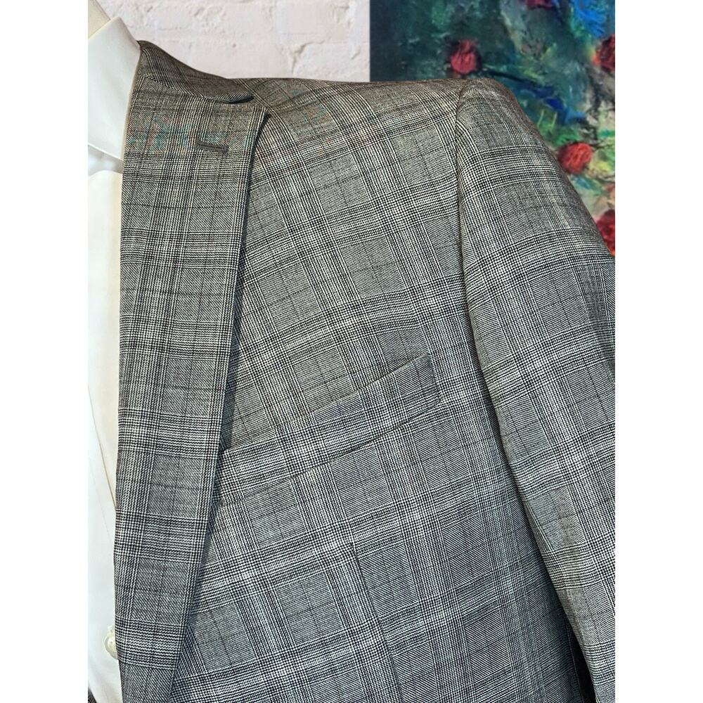 Joseph x Jos A Bank 40L 32x32 Slim Fit Gray Glen Plaid Suit Modern - Picture 5 of 16